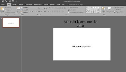 Skärmklipp från powerpoint som visar att man kan lägga rubriken ovanför bilden.
