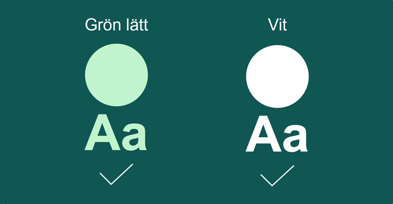 Illustration som visar de tillåtna färgkombinationer med grön som bakgrundsfärg: Grön lätt och Vit.