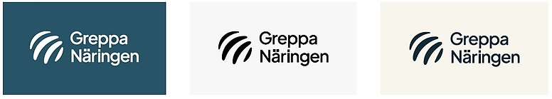Tre versioner av Greppa Näringens logotyp